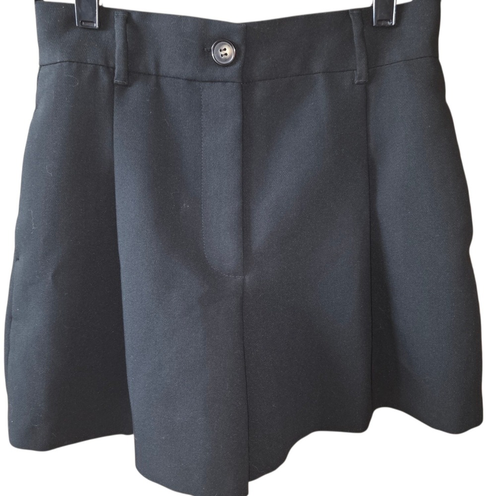 Zara Black High Waisted Tailored Skort Shorts Size XS Pleated Front Dressy